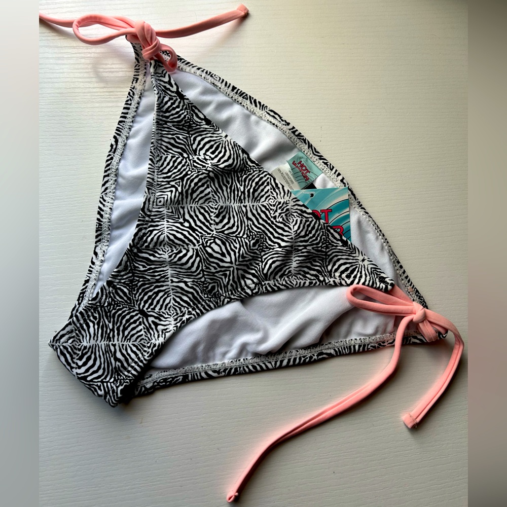 NWT swimsuit black white zebra bikini bottom Sz M
